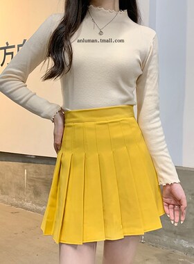 安可拉红色百褶裙女夏高腰a字显瘦短裙春秋西装料小个子半身裙裤