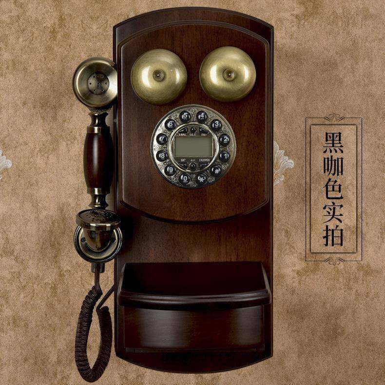 壁挂电话14690机木复古实挂式挂家用老式仿古有线按显键壁来创意