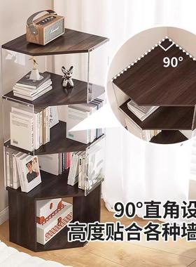 墙角转角物转柜QLO书架落地置物架实木书柜储柜体角柜展示三角一