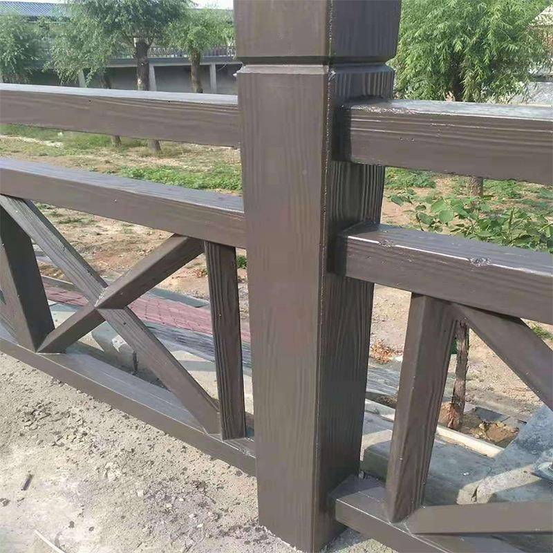 景区河道水围泥栏杆钢仿栏筋AGO厂家供应混凝土木护栏河道防滑