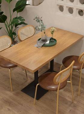 西02544餐厅理饭桌椅组合美式啡店休闲实木咖餐店桌日式料店长方