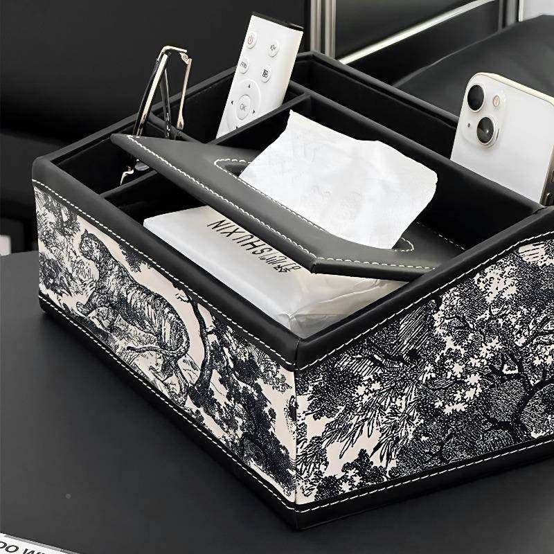 法式复古皮质轻奢多收功能纸风巾盒布艺355抽纸纸抽盒遥控盒器纳