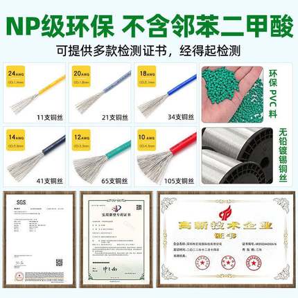 UL15619电子线2422DRH2018614012awg电子汽车电线内部1连