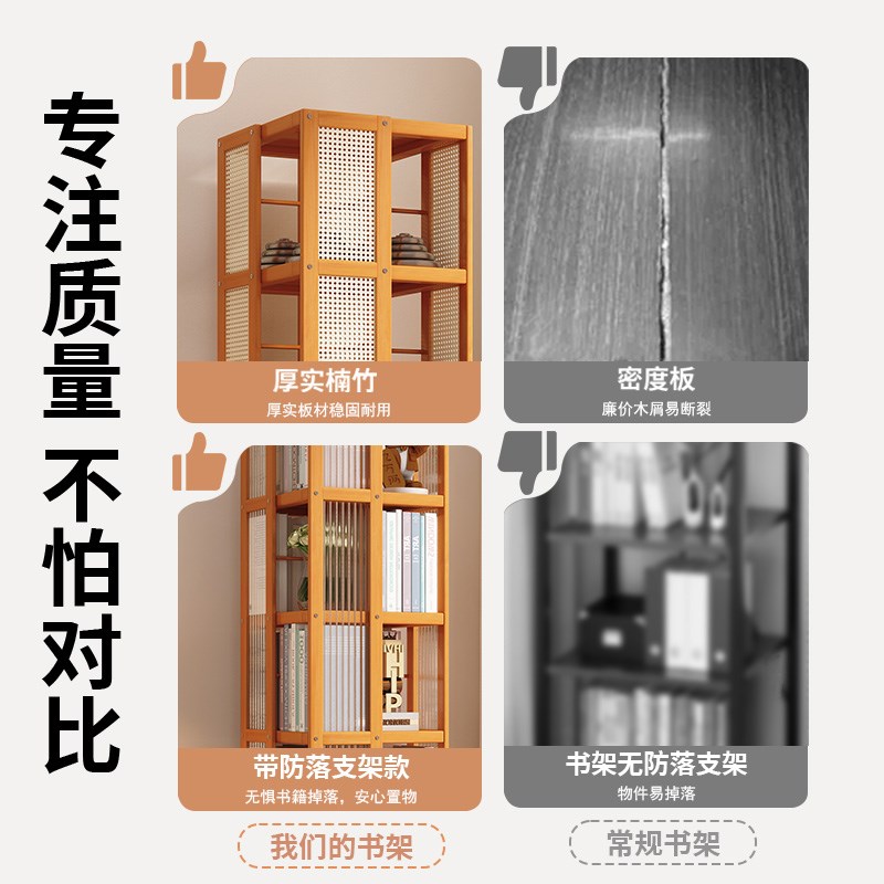 旋转书架落地式置物架客厅不占地的36I0度书柜新款非实木立式窄柜