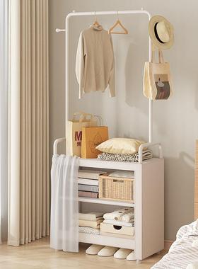 衣帽架落地带现代简约卧室挂衣架尘帘防置物架一收体式纳11303晾