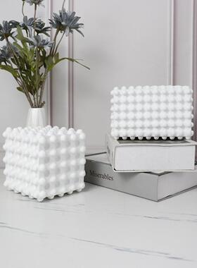 现代极波简软装家样板房售居楼柜乳胶方块处客厅玄关电视白色点几