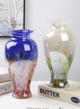 档新国风实用纯手瓶工琉高璃花彩色玻花璃水培插花器家居-010装饰