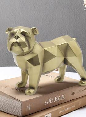 现代轻奢创意金色法斗摆件北欧风家居样板房装饰几何动物摆设