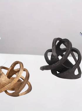 新中式创CUH意铸铁黑板色缠绕摆件样房售球饰楼部卧室书房桌面软