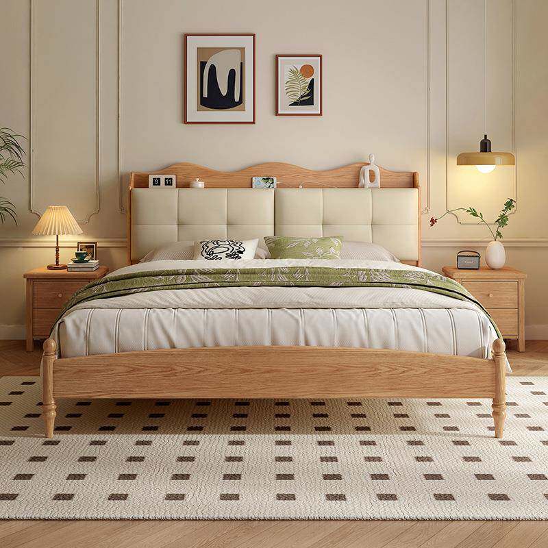 月全XIX实木床8代简现约1.米北欧原木复古风双人床主卧1.5木米架