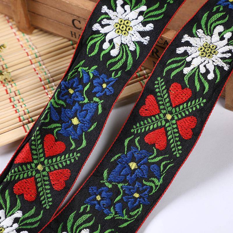 现货古舞风花朵台服饰镶边手工DIY质绣花AUG棉民族提风花织带