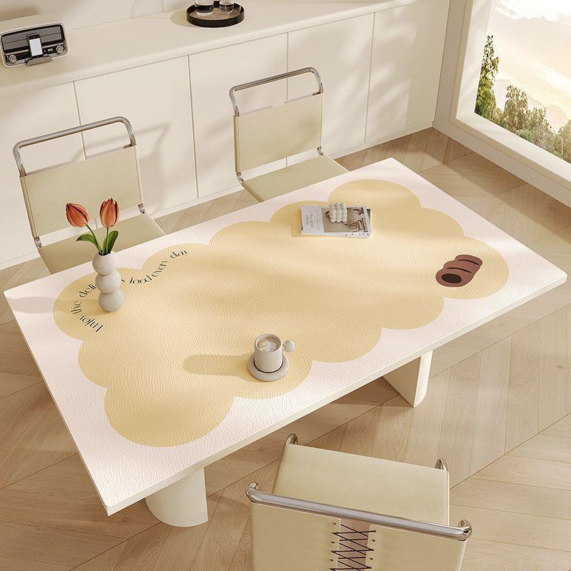 小清新家用长条桌皮革布防水防4.3-L-1筷油可免洗桌垫碗擦隔热防