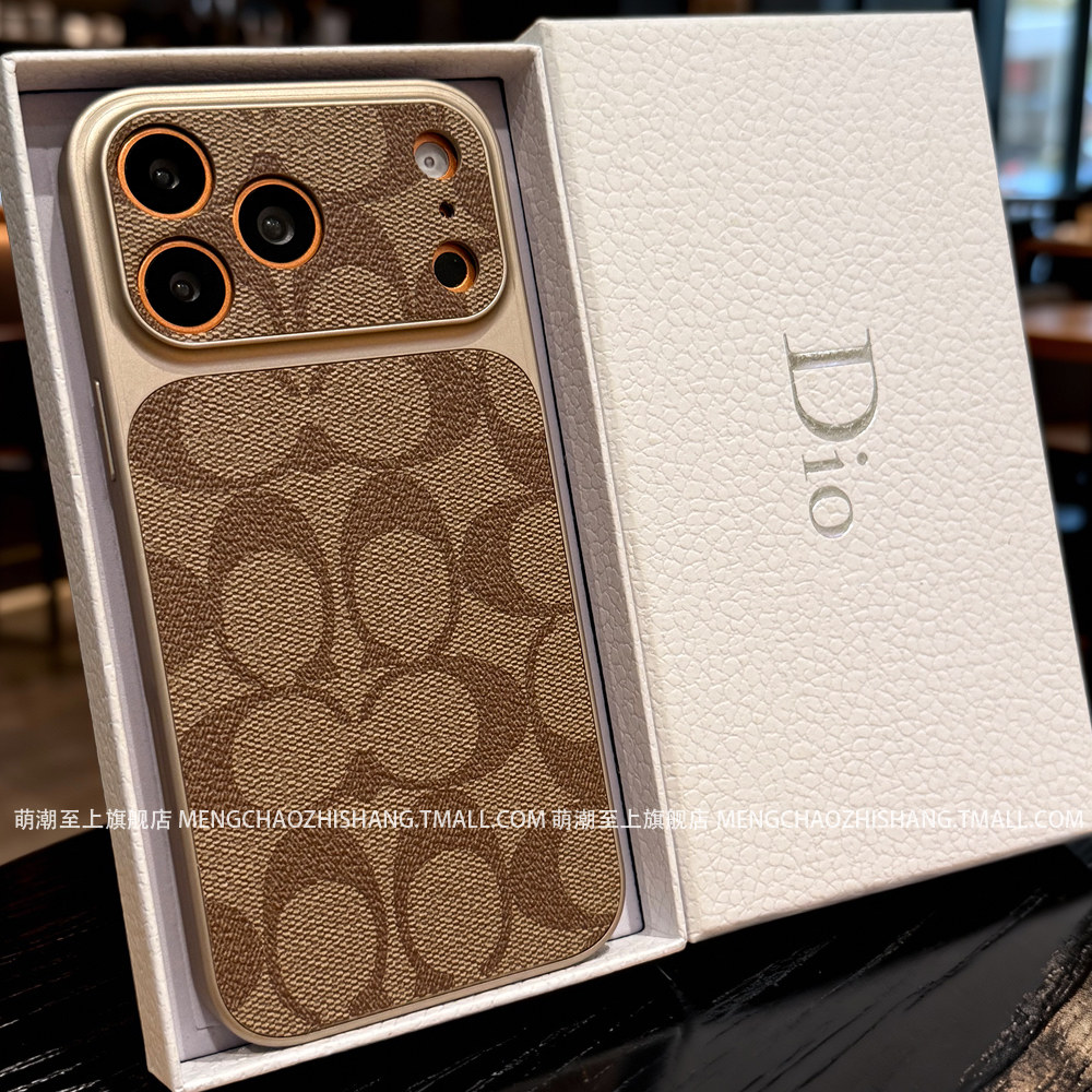COACH üslubunda iPhone 17 Pro Max üçün dəri telefon qabı