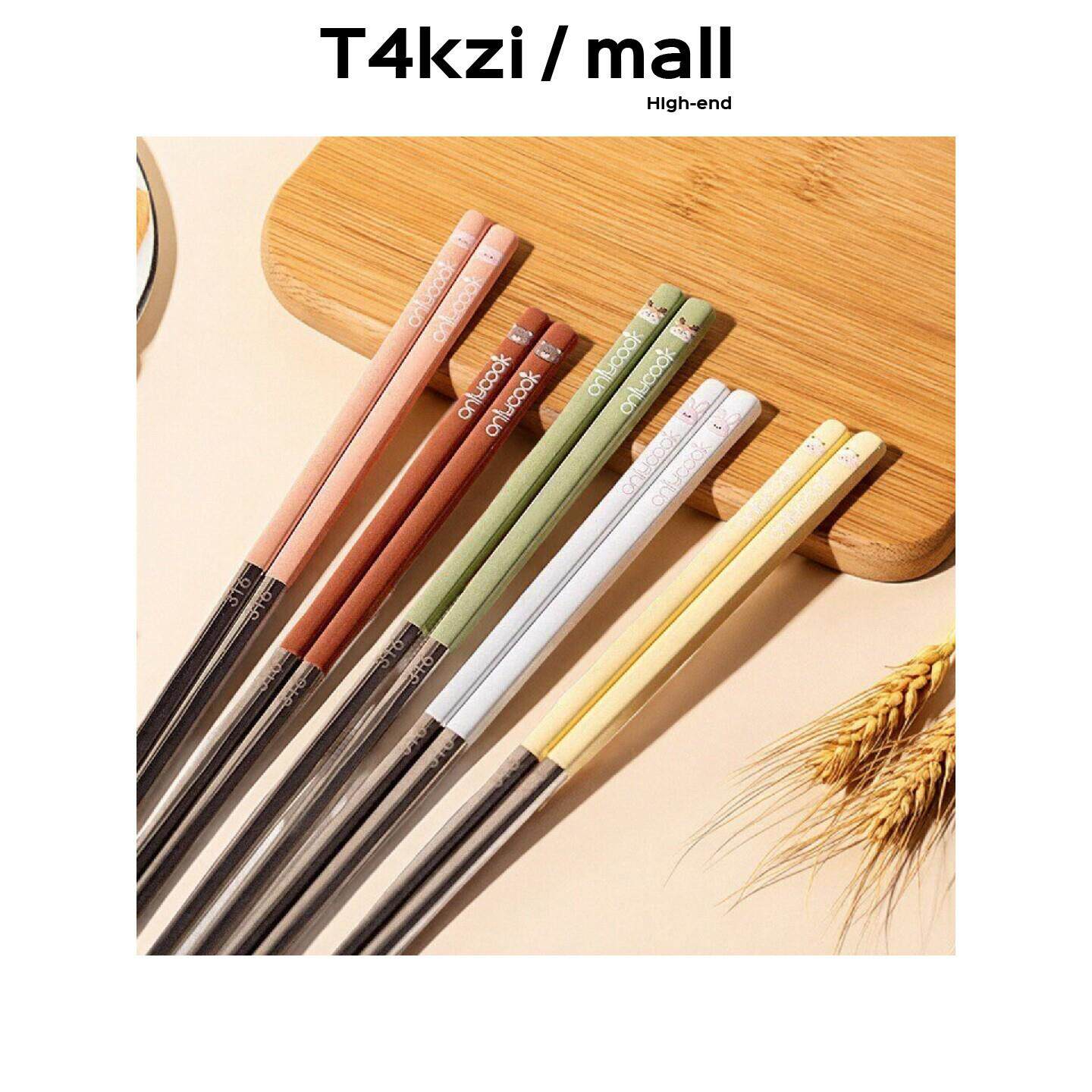 T4kzi日系家用高档316不锈钢筷子食品级儿童筷子一人专用可爱餐具