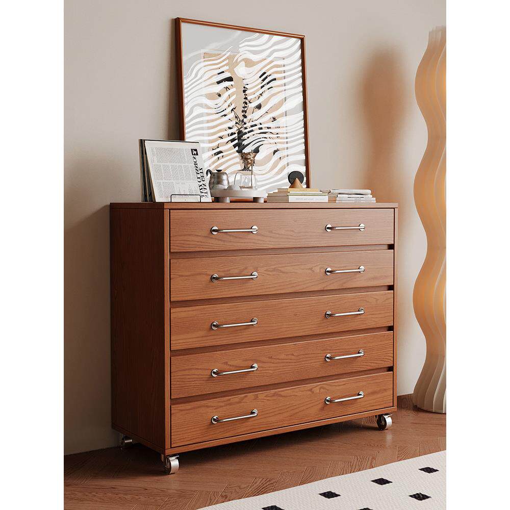 覆古抽屉柜实木简单抽屉式高壁挂式大容量可移动侧柜卧室床头柜