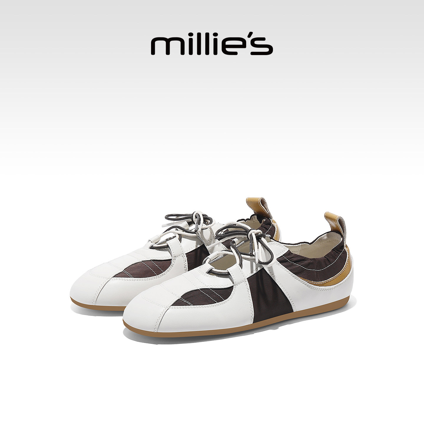 MILLIE'S/妙丽拼色德训鞋女春季2026新款复古百搭舒适平底休闲鞋