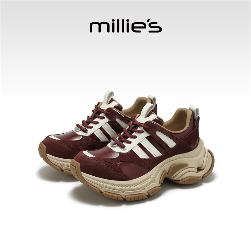 MILLIE'S/妙丽厚底老爹鞋女2026新款春季复古百搭轻便增高休闲鞋