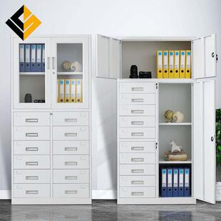 多斗柜带锁铁皮柜抽屉式收纳柜a4票据凭证档案柜钢制家具文件加厚