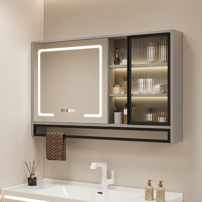 卫生间灯浴室镜柜单独智能镜璃A3玻门浴室镜子置箱物柜带层板壁挂