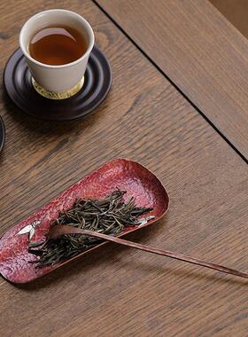 茶则PJ209日式铜镶银仿古件赏茶荷二套竹韵茶拨茶勺套紫组具茶配