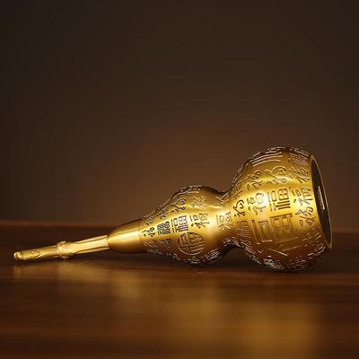 纯铜盖开口五黄帝钱百福葫芦家居摆EVB件开空心挂件厅酒柜装饰客