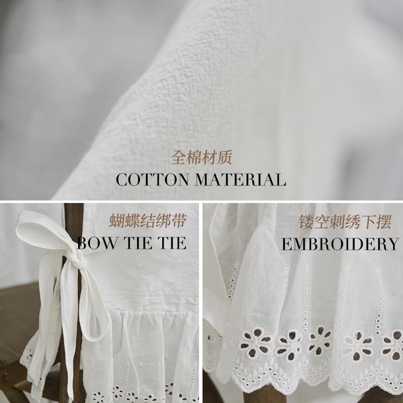 法空式全椅棉套纯荷叶边镂刺绣色简约高级感家用MO052105餐桌椅子