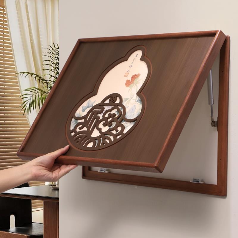 新式中实木电遮表箱盒挡装饰福禄花韵画20关25新款镂空雕刻配电箱