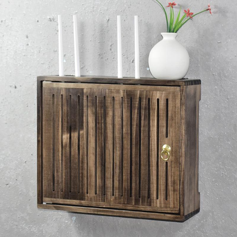 无线路由器收纳物盒壁挂式墙上打孔弱免子电箱遮挡装饰实木2024XZ