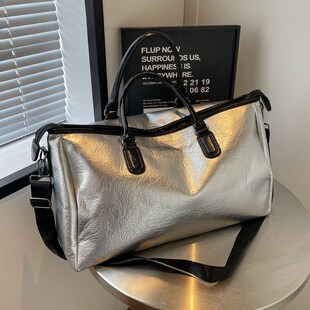 大容量手提短途旅行包女皮质轻便防水行李包男时尚出差收纳健身包