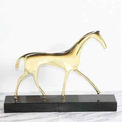 饰北欧风格装摆件样间软装饰板现代家品4259居客厅电视柜黄铜马摆