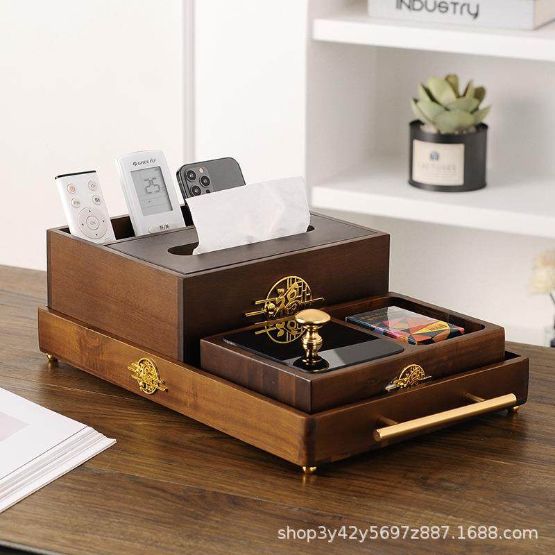 中式胡桃木烟灰缸家用客厅摆个性盖防飞带灰创办意公室无品牌/高