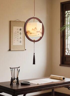 中式美学禅复古意空入户玄关装50715饰吊灯高级室感间茶宋氏美学