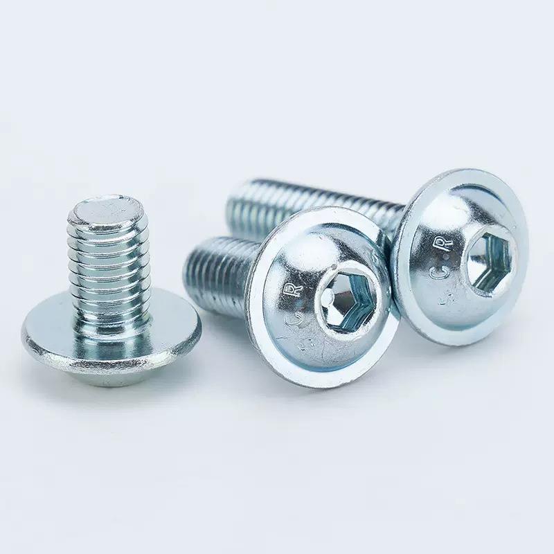 1.9947级镀0锌圆螺头内六角带垫丝盘头带介螺钉圆螺栓M杯4M5M6M8M