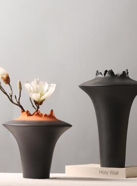 新中创意飞碟软陶瓷花瓶客厅茶室插花式装饰品样板房装LJS摆磨砂