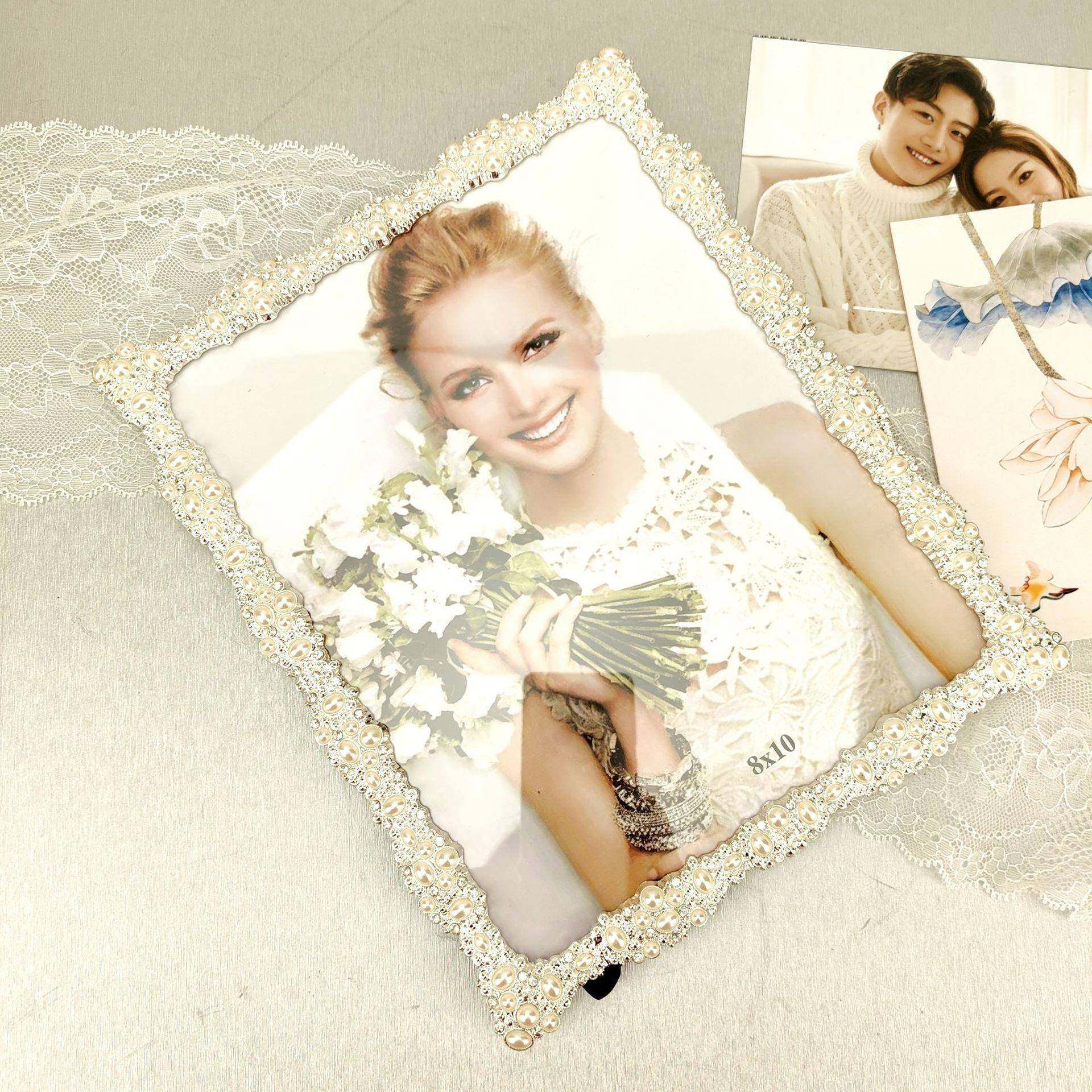 意璀璨人生现代简约手金属珍珠婚纱相框工结婚照创印纪念礼品免费,家居饰品,DIY亲子装饰画,淘宝优惠券,粉丝福利购,淘宝优惠卷