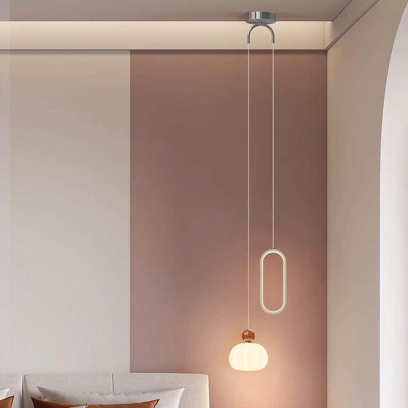 线法式油风卧室床头吊灯现代简约瓜主卧吊12灯南壁奶灯高级感小吊,家装灯饰光源,智能吊灯,淘宝优惠券,粉丝福利购,淘宝优惠卷