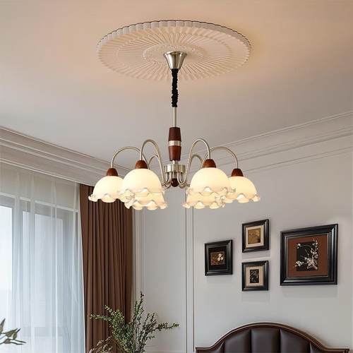 式复古风吊灯洋中古风客餐厅主灯厅浪漫南美393式实木民法宿卧室