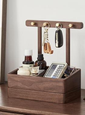 柜上的置物88010W架黑胡桃木钥收纳盒玄关口托鞋盘门摆匙件桌面挂