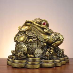 铜金蟾聚金宝盆金蟾饰家居铺装摆件店发财蟾新款NGW福字蟾蟾蜍
