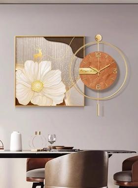20装25新餐厅饰画挂钟静HLT-297音钟表壁款画餐桌挂画轻奢级饭厅