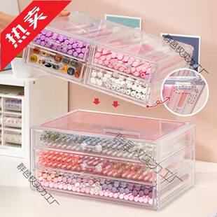 马克笔收纳盒具亚层克力画笔彩笔文抽屉笔TQN盒手帐胶整带透明多