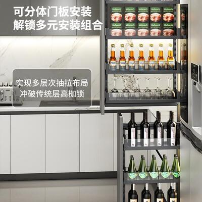 高柜纳拉篮极窄厨房大怪物零置食收物架421高深夹缝窄柜冰箱侧拉