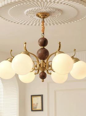 吊新中式客厅豆吊美33900式复古餐厅灯中古风卧室书房护魔眼玻璃