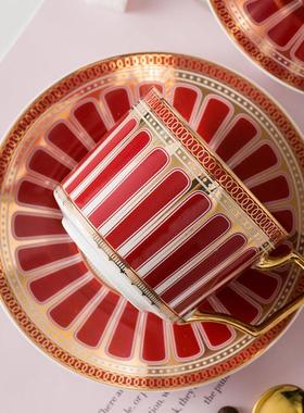 花罗马假式日陶瓷咖啡杯碟茶北欧INS风咖啡杯碟套装英下午BD229-9