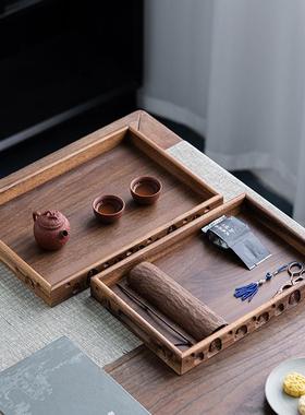 佛干雕胡桃木91300托盘喝茶泡盘长方茶盘下午茶茶点心盘果盘形道