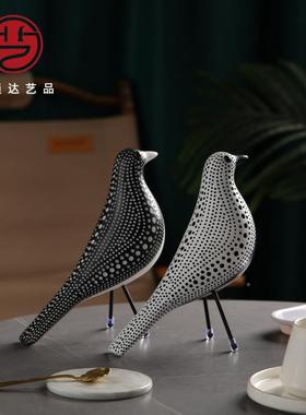 波小鸟树脂桌面摆件点欧式ins玄关办020公室厅书客架装饰礼品
