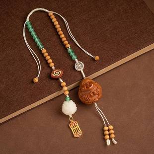 汽车车挂件出橄榄核小佛车内挂雕饰男士 入269平安后视镜吊坠载挂