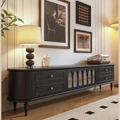 古电视柜客厅实518木美用式 中复古风黑色高款 电家视机柜茶几法式