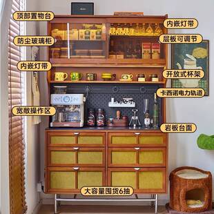 墨中古GFN风全木餐边柜储实物柜一柜靠墙小户型岩觅板小体型窄餐