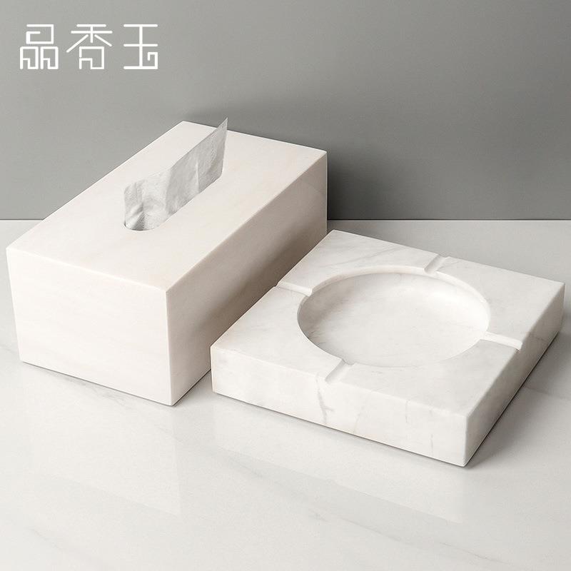 6B76大理石烟i灰缸式华家用超大号客厅办欧公室摆422奢件简约现代